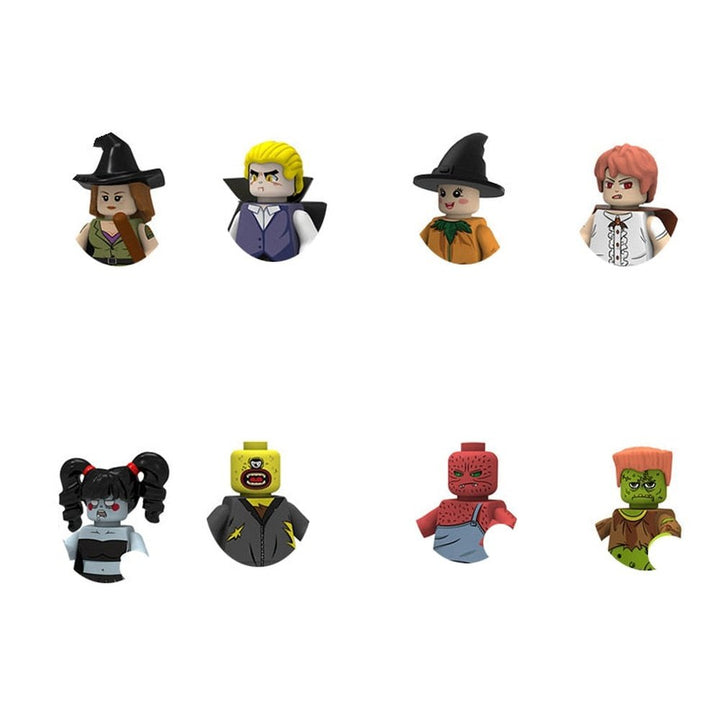 Halloween Building Block Action Figures Pumpkin Ghost Witch Zombie Vampire Horror Character Mini Dolls Bricks Children Toys Jurassic Bricks