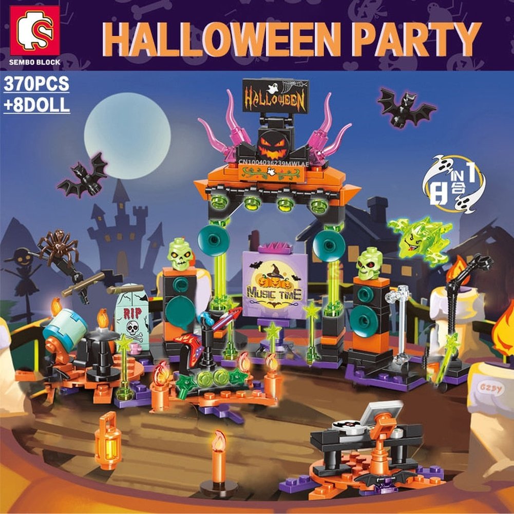 Halloween Pumpkin Toys Bricks Party Ghost Lighting Building Blocks DIY Roleplay STEM Model Kits Gifts Child Adults Jurassic Bricks