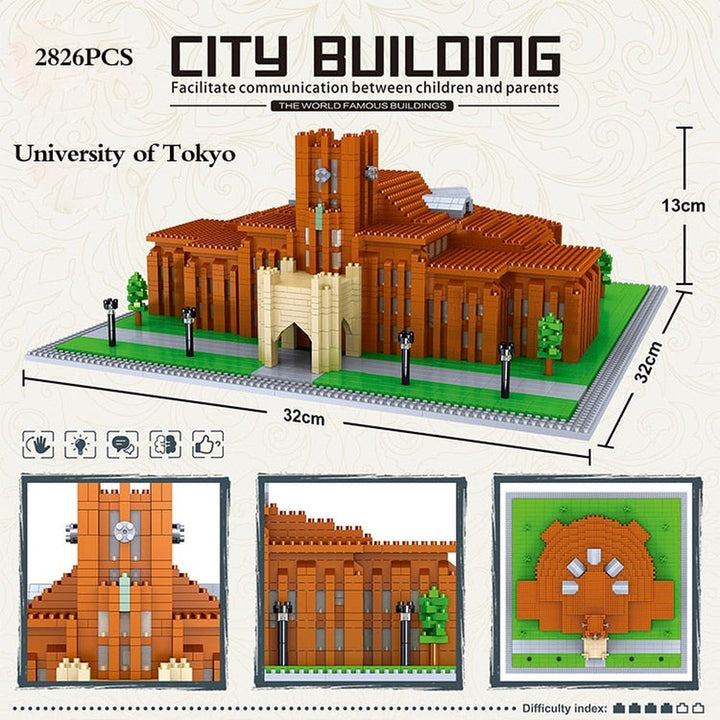 Harvard School MIT Cambridge College Tokyo Campus Princeton and Oxford UK University Cathedral Model Building Block Toys Jurassic Bricks