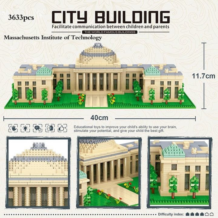 Harvard School MIT Cambridge College Tokyo Campus Princeton and Oxford UK University Cathedral Model Building Block Toys Jurassic Bricks