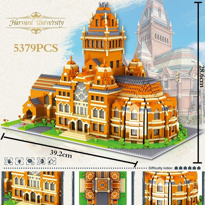 Harvard School MIT Cambridge College Tokyo Campus Princeton and Oxford UK University Cathedral Model Building Block Toys Jurassic Bricks