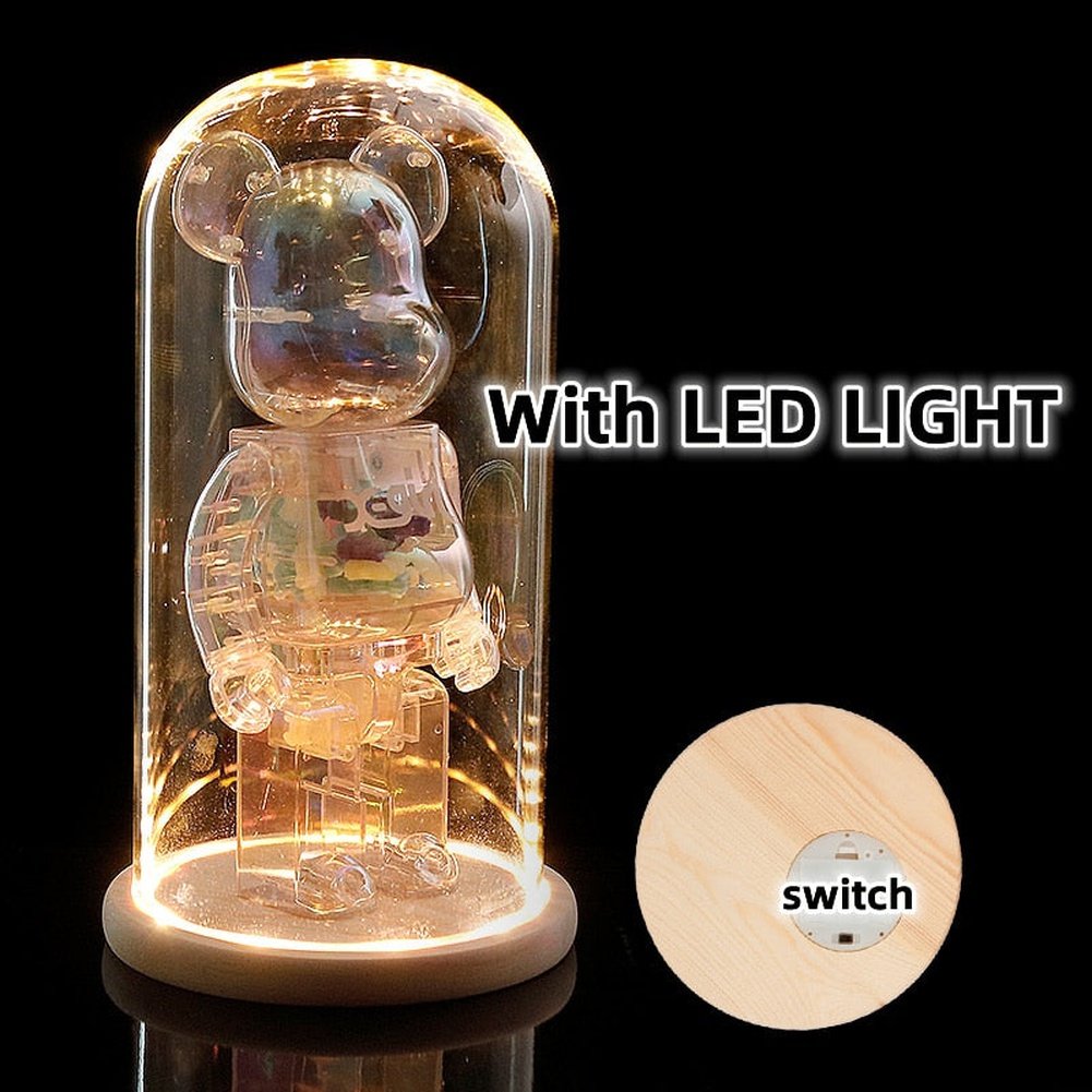 MOC NON  High Borosilicate Glass Round Cover Lighting Display Box Compatible With  76217 Groot Building Blocks Bricks Toys
