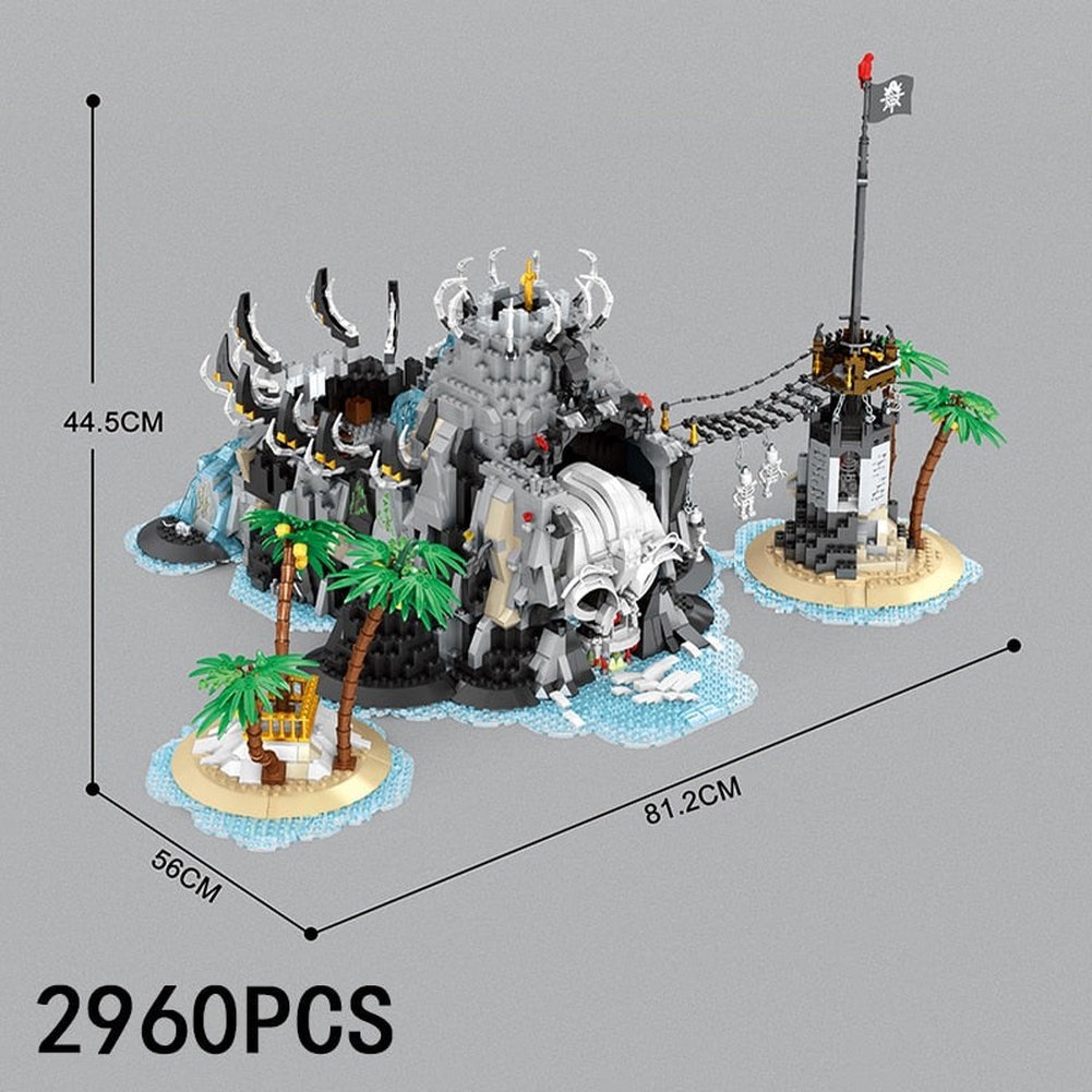 MOC NON LEGO Ideas Pirate Ship The Skull Pirate Island Bay Kit 2960pcs Caribbeaned Moc Building Block Brick Classic Movie Model Boy Toy