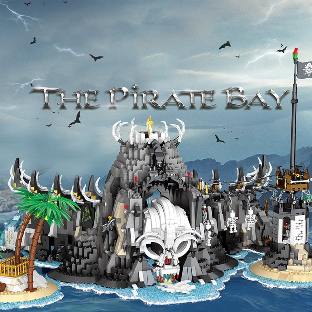 Ideas Pirate Ship The Skull Pirate Island Bay Kit 2960pcs Caribbeaned Moc Building Block Brick Classic Movie Model Boy Toy Jurassic Bricks