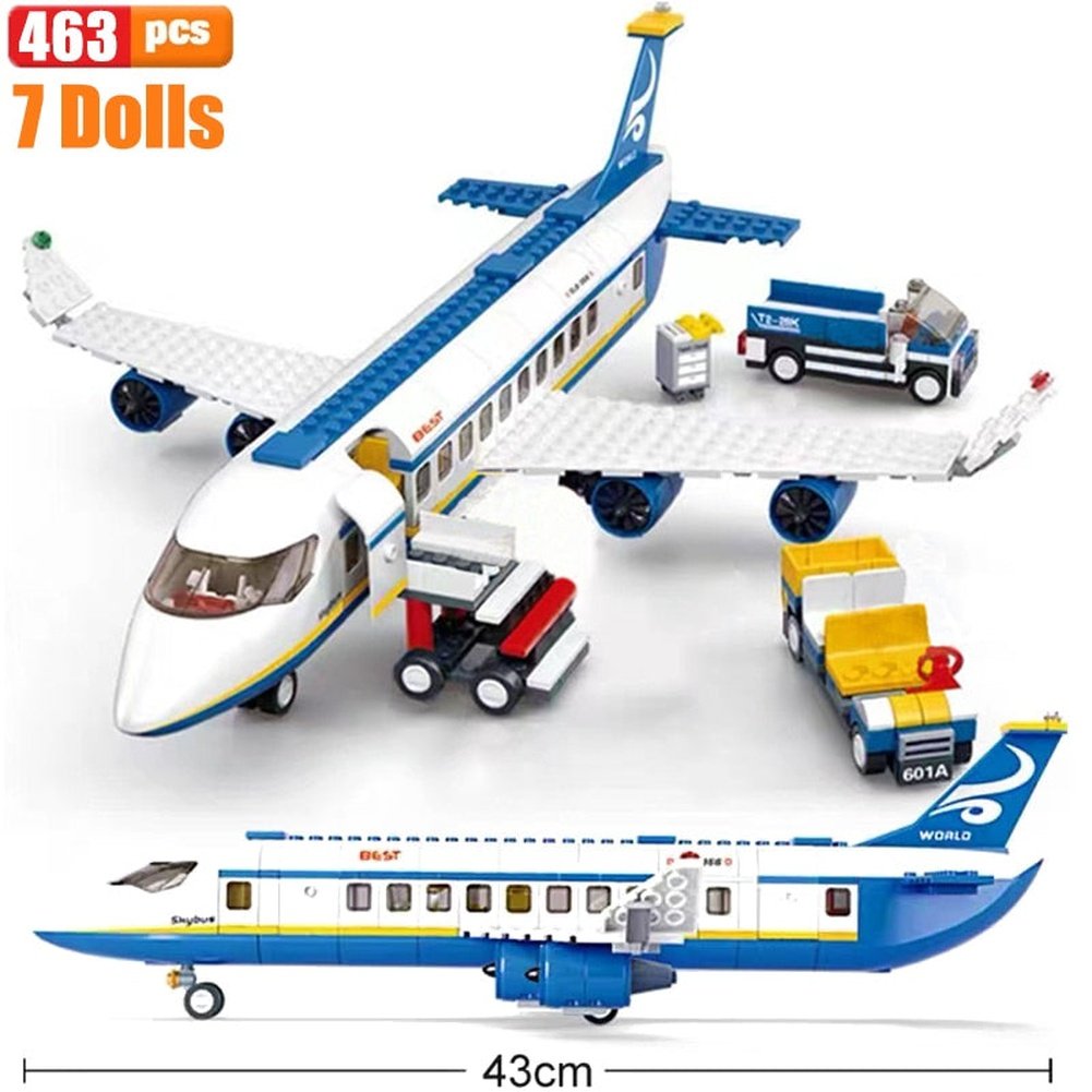 MOC NON  Ideas The Boeing 787 Airliner Building Block City Airplane Passenger Plane Bricks Transport Plane toys Kids