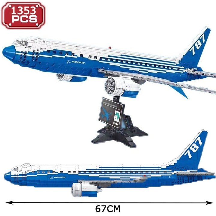 MOC NON  Ideas The Boeing 787 Airliner Building Block City Airplane Passenger Plane Bricks Transport Plane toys Kids