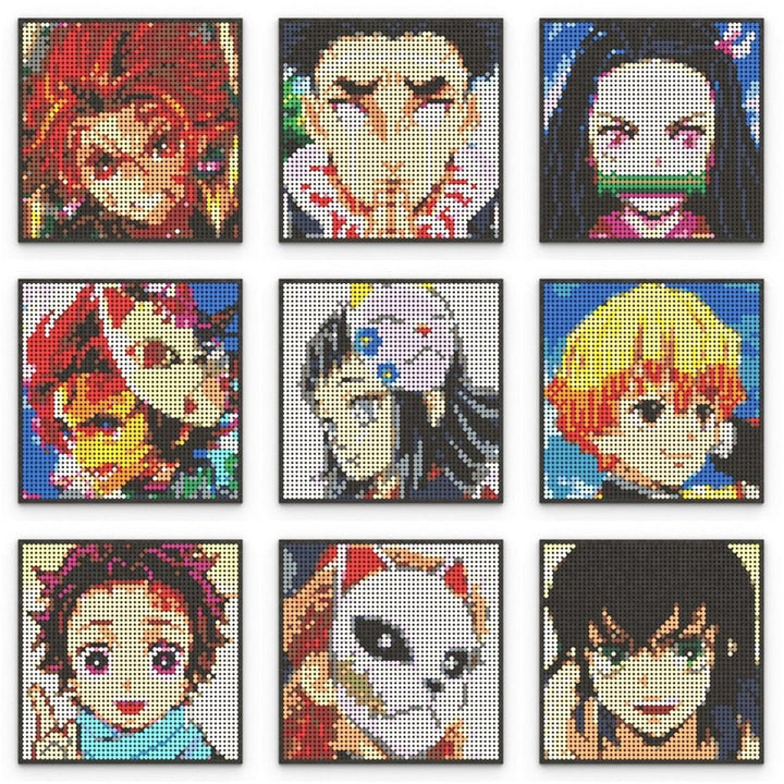 Japanese Anime Demon Slayer Samurai Tanjirou Nezuko Kyoujurou Giyuu Mini Building Blocks Bricks Pixel Art Mosaic DIY Toy Gifts Jurassic Bricks