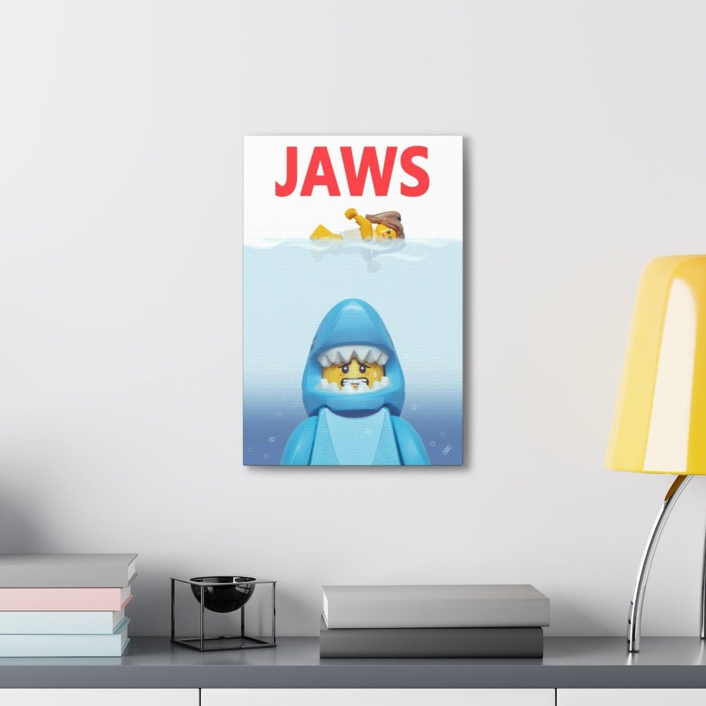 Jaws v2 LEGO Movie Wall Art Canvas Art With Backing. Jurassic Bricks