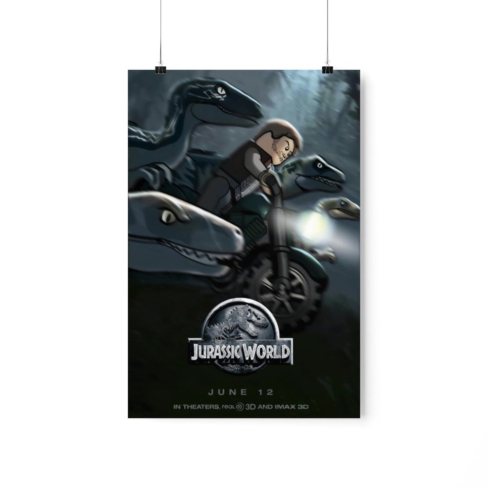 Jurassic World LEGO Movie Wall Art POSTER ONLY Jurassic Bricks