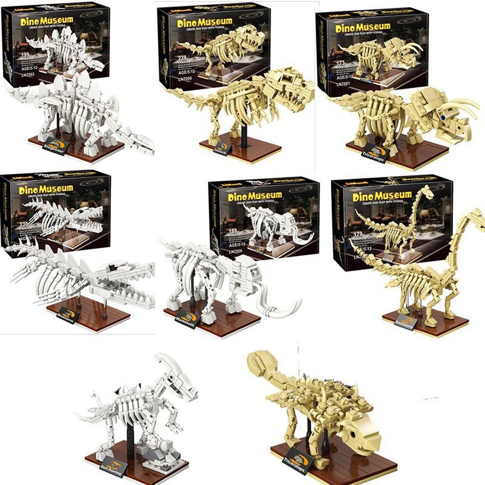 Jurassic dinosaur world Tyrannosaurus Rex fossil skeleton model children&#39;s diy assembled educational building blocks toy gift Jurassic Bricks