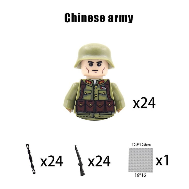 Kids Building Blocks Toy Military Figures Brick Britain US Germany Soviet Italy France Army Soldier Weapon Model Christmas Gifts Jurassic Bricks