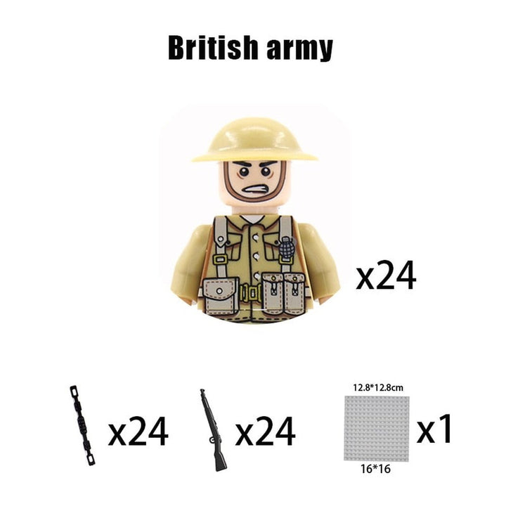 Kids Building Blocks Toy Military Figures Brick Britain US Germany Soviet Italy France Army Soldier Weapon Model Christmas Gifts Jurassic Bricks