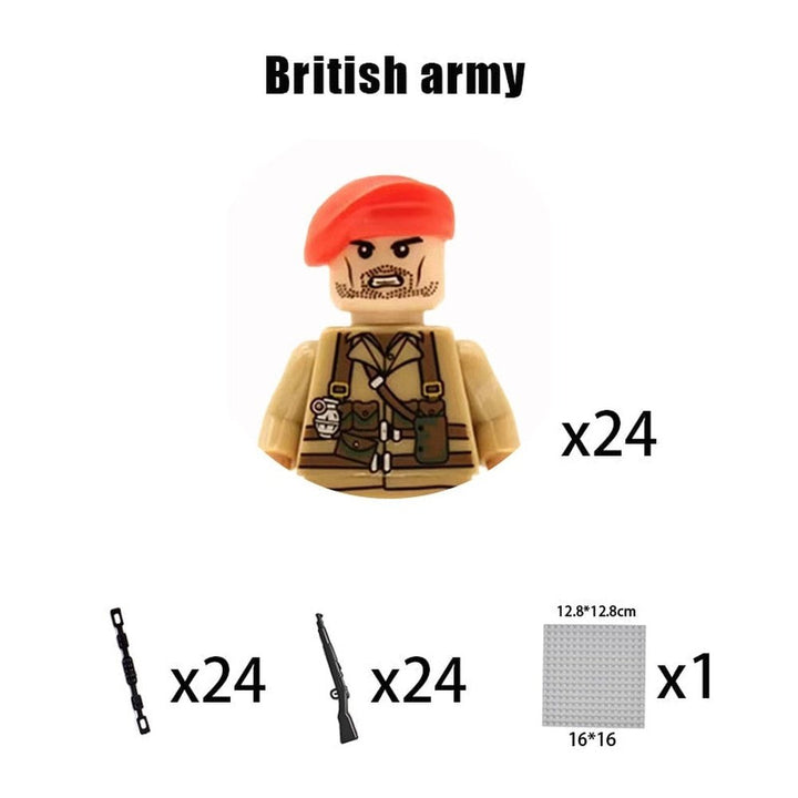 Kids Building Blocks Toy Military Figures Brick Britain US Germany Soviet Italy France Army Soldier Weapon Model Christmas Gifts Jurassic Bricks