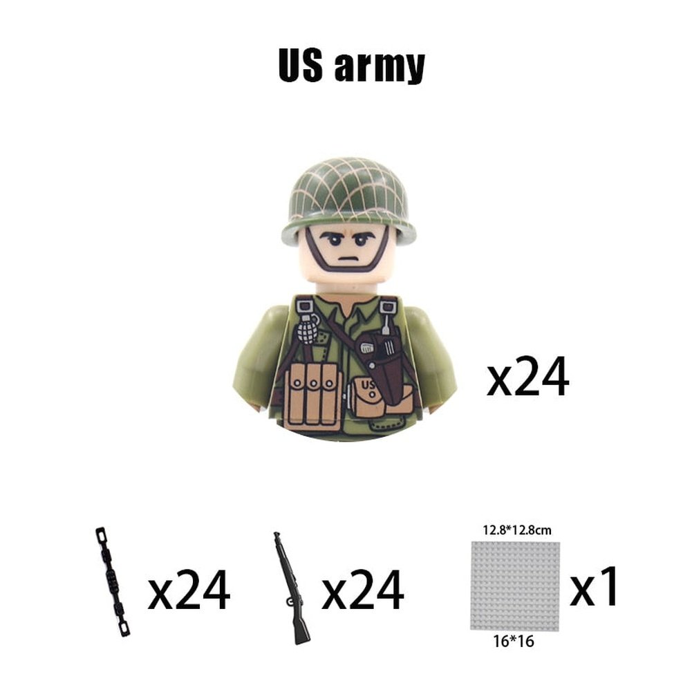 Kids Building Blocks Toy Military Figures Brick Britain US Germany Soviet Italy France Army Soldier Weapon Model Christmas Gifts Jurassic Bricks