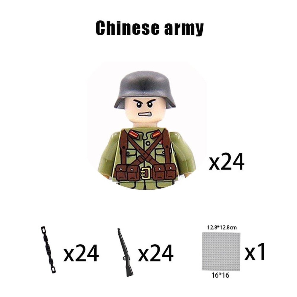 Kids Building Blocks Toy Military Figures Brick Britain US Germany Soviet Italy France Army Soldier Weapon Model Christmas Gifts Jurassic Bricks