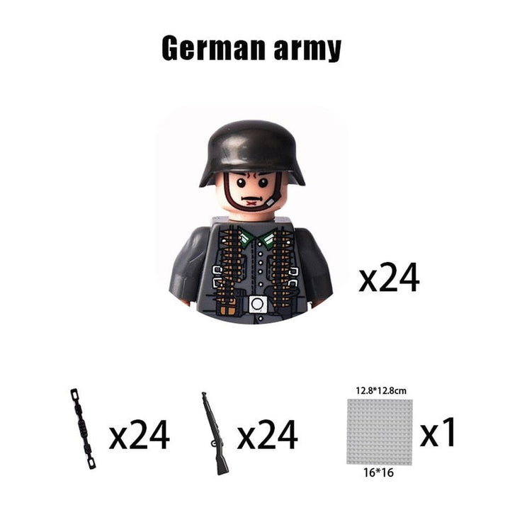 Kids Building Blocks Toy Military Figures Brick Britain US Germany Soviet Italy France Army Soldier Weapon Model Christmas Gifts Jurassic Bricks