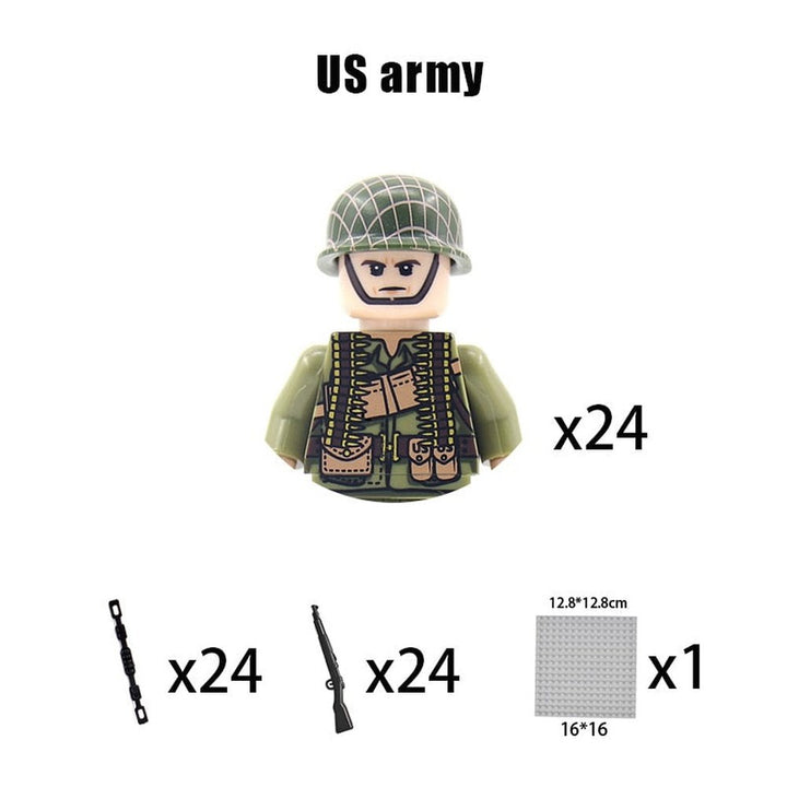 Kids Building Blocks Toy Military Figures Brick Britain US Germany Soviet Italy France Army Soldier Weapon Model Christmas Gifts Jurassic Bricks