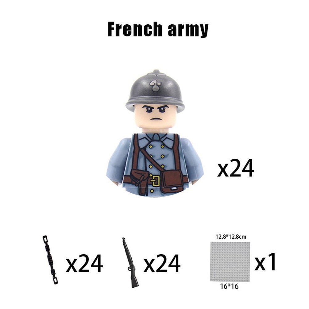 Kids Building Blocks Toy Military Figures Brick Britain US Germany Soviet Italy France Army Soldier Weapon Model Christmas Gifts Jurassic Bricks