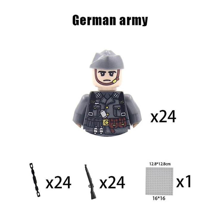 Kids Building Blocks Toy Military Figures Brick Britain US Germany Soviet Italy France Army Soldier Weapon Model Christmas Gifts Jurassic Bricks