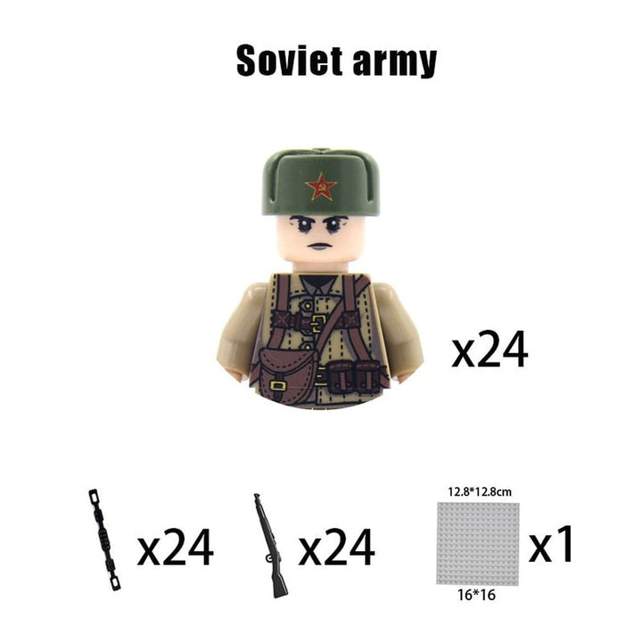 Kids Building Blocks Toy Military Figures Brick Britain US Germany Soviet Italy France Army Soldier Weapon Model Christmas Gifts Jurassic Bricks