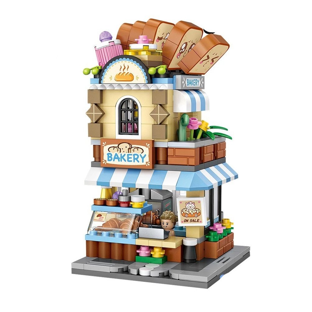 L Mini Block Barber Bakery Photo Clothing Shop Architecture Model Building Blocks City Series Mini Street Store Children Brick Jurassic Bricks