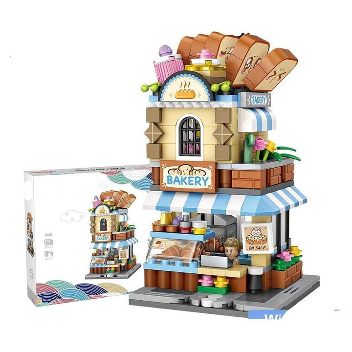 L Mini Block Barber Bakery Photo Clothing Shop Architecture Model Building Blocks City Series Mini Street Store Children Brick Jurassic Bricks