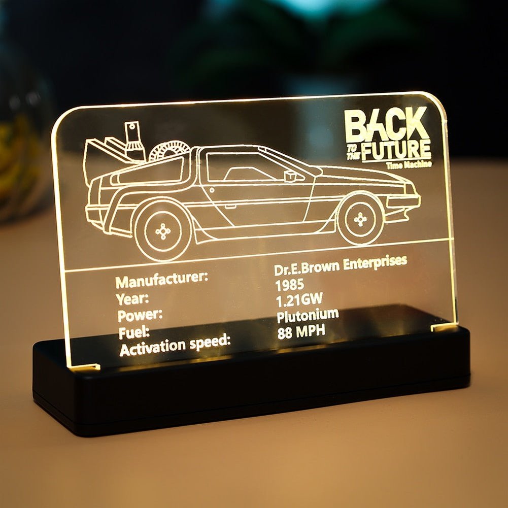 MOC NON LEGO LED Light  Acrylic Display Board Sign Plate Nameplate For Back to the Future Time Machine 10300 Building Blocks Bricks Toys Set