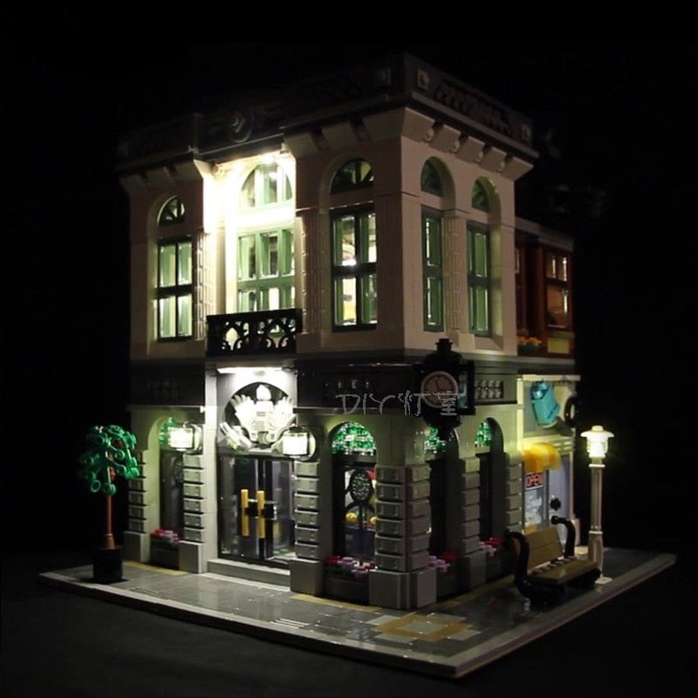 LED Lighting Kit for 10251 City Street Model 15001 Bank House Toys Light Set, Not Included the Building Block Jurassic Bricks