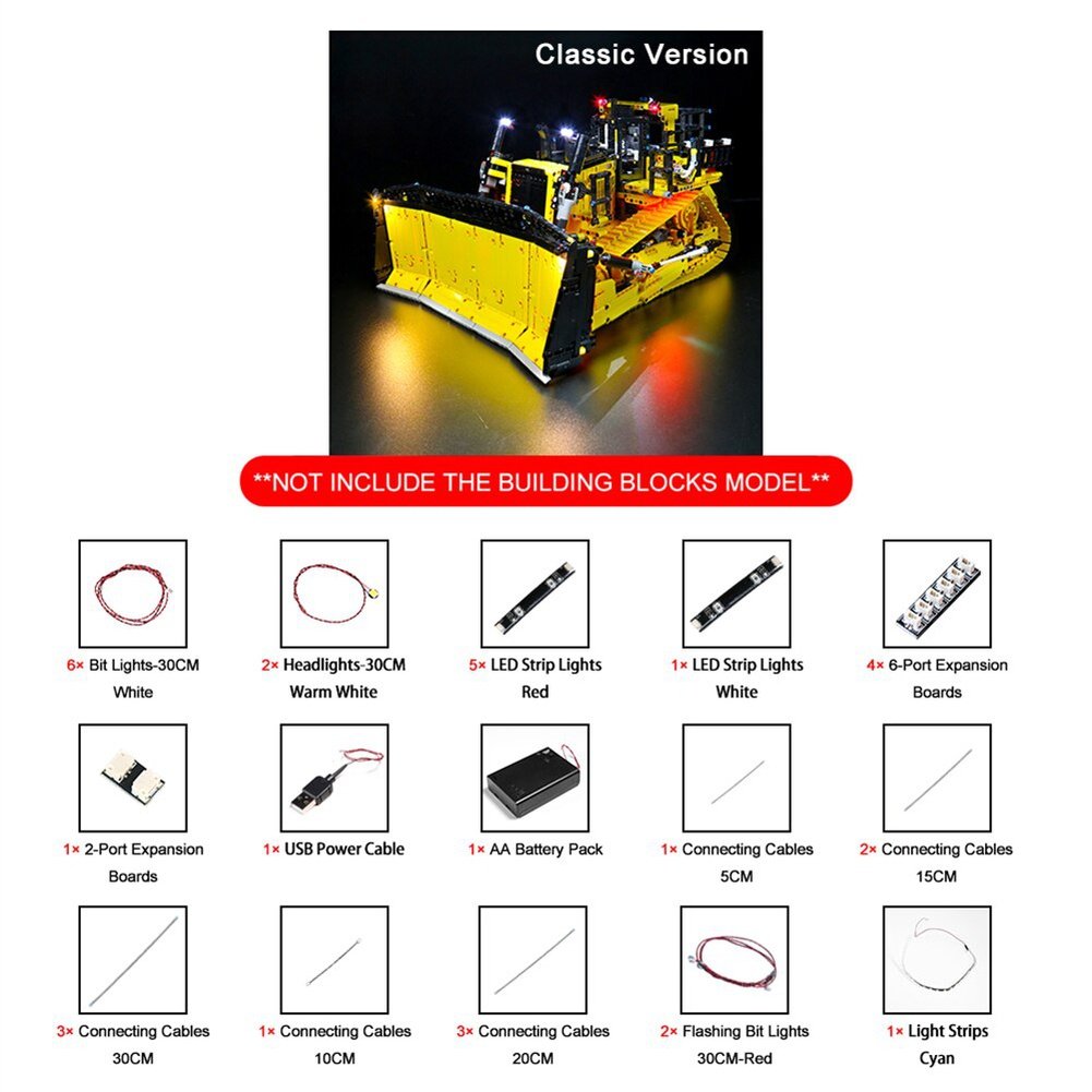 LED Lighting Set for 42131 App-Controlled Cat D11 Bulldozer Collectible Bricks Light Kit, Not Included the Building Model Jurassic Bricks