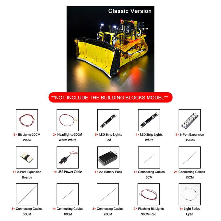 LED Lighting Set for 42131 App-Controlled Cat D11 Bulldozer Collectible Bricks Light Kit, Not Included the Building Model Jurassic Bricks