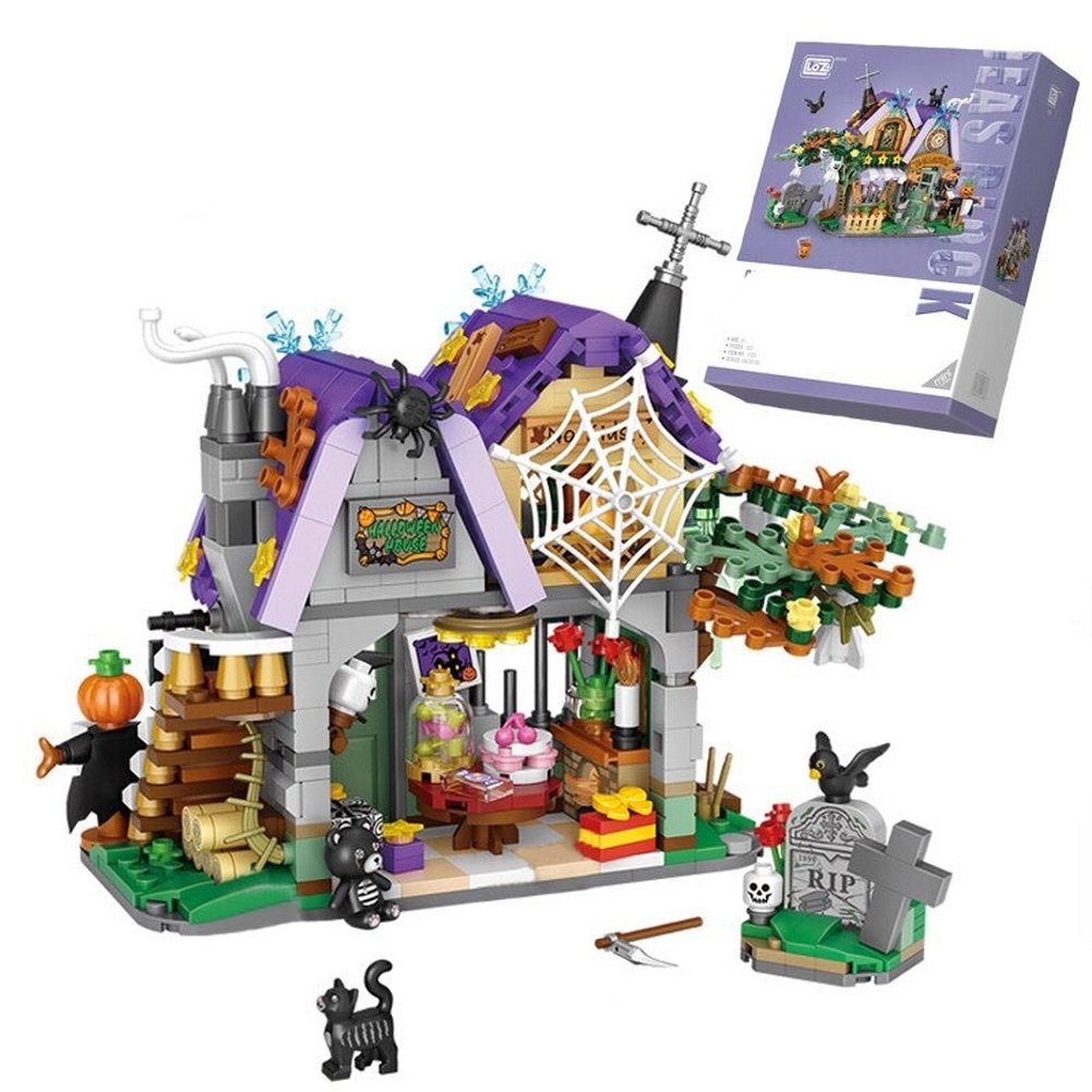 LOZ Halloween Building Block MOC Hut House Pumpkin uCarriage Happy Halloween Decoration Bricks for Boys Kids Toys Halloween Gift Jurassic Bricks