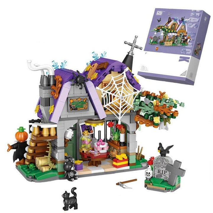 LOZ Halloween Building Block MOC Hut House Pumpkin uCarriage Happy Halloween Decoration Bricks for Boys Kids Toys Halloween Gift Jurassic Bricks