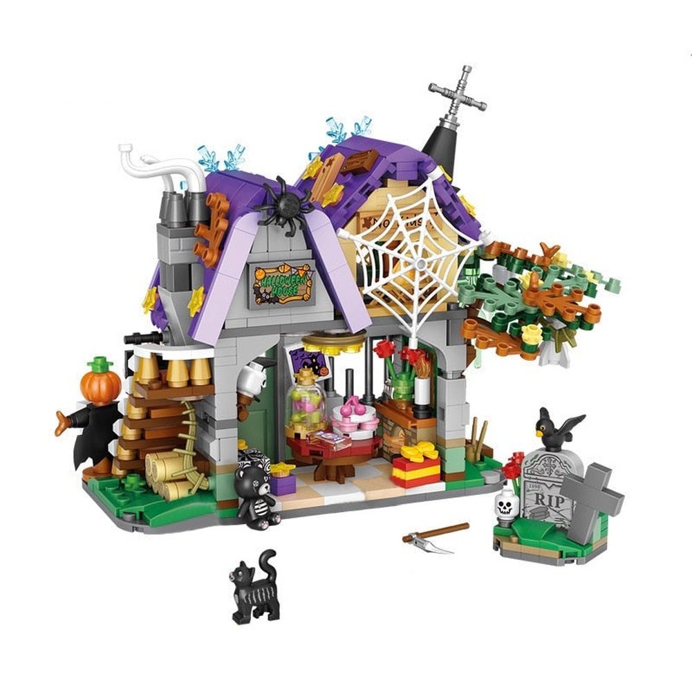LOZ Halloween Building Block MOC Hut House Pumpkin uCarriage Happy Halloween Decoration Bricks for Boys Kids Toys Halloween Gift Jurassic Bricks