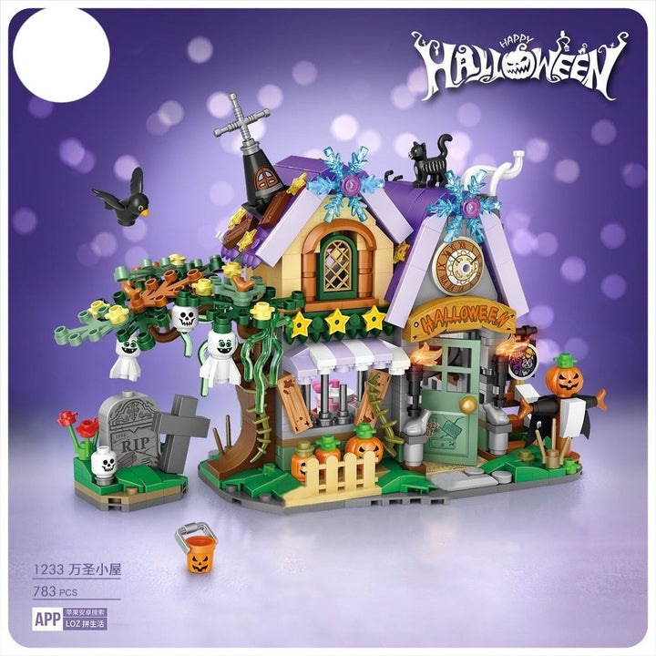 LOZ Halloween Building Block MOC Hut House Pumpkin uCarriage Happy Halloween Decoration Bricks for Boys Kids Toys Halloween Gift Jurassic Bricks