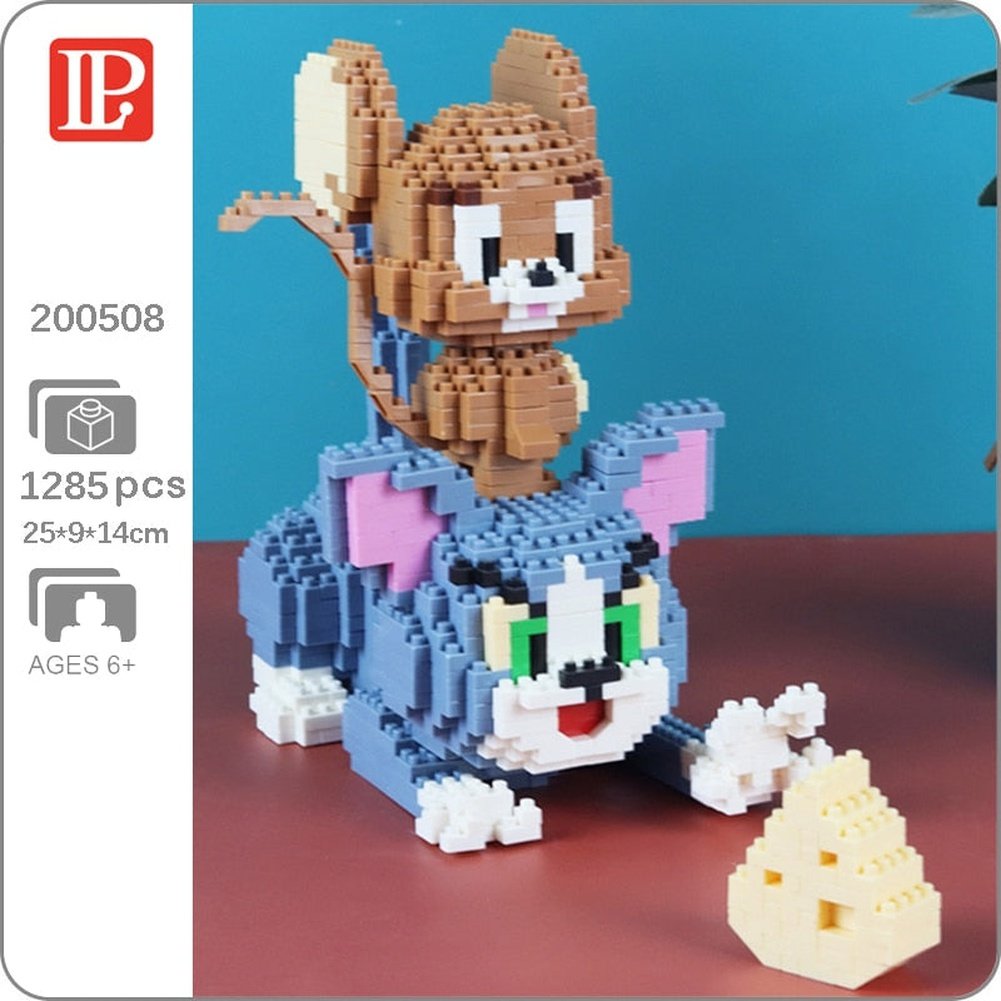 MOC NON  200508 Animal World Cat Kitten Mouse Cheese Food Pet Doll Model Mini Diamond Blocks Bricks Building Toy for  no Box