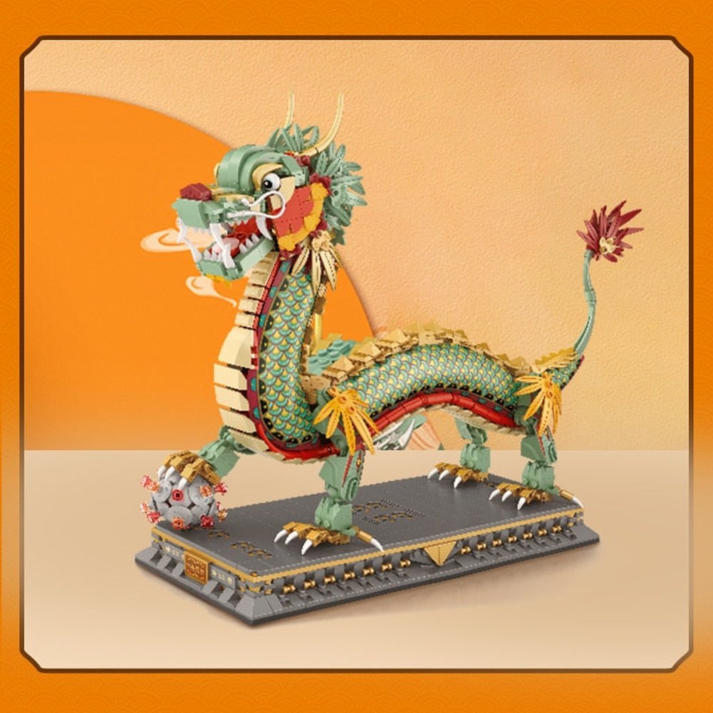 MINI MOC Chinese Dragon Animal Building Block Idea Ancient Legend Image Figure Bricks New Year Children Kids Toys Gifts Jurassic Bricks