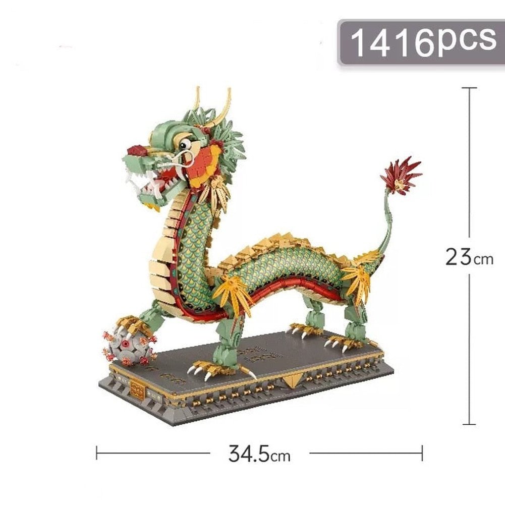 MINI MOC Chinese Dragon Animal Building Block Idea Ancient Legend Image Figure Bricks New Year Children Kids Toys Gifts Jurassic Bricks