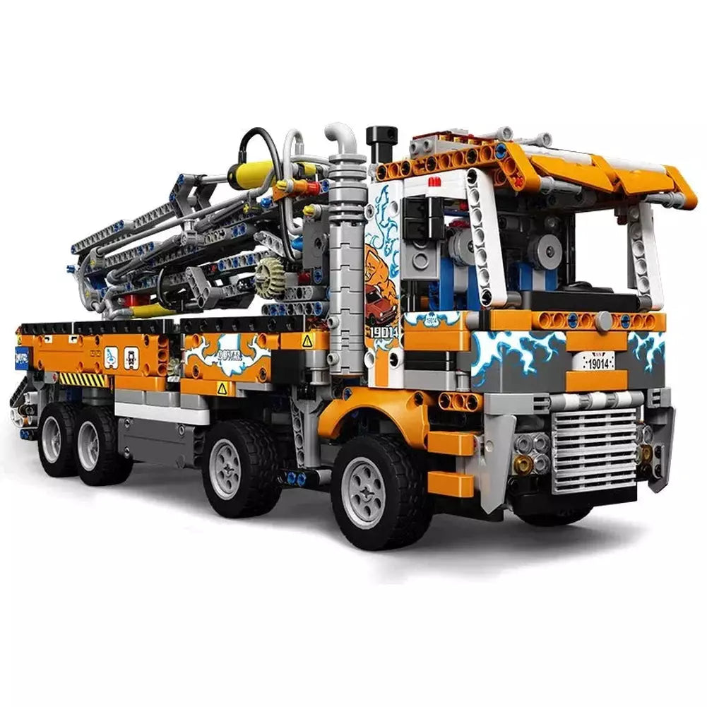 MK 19014 Heavy-Duty Tow Truck Building Kits Pneumatic Concrete Pump Truck Bricks Engineering Toy for Kids Christmas Gift Jurassic Bricks