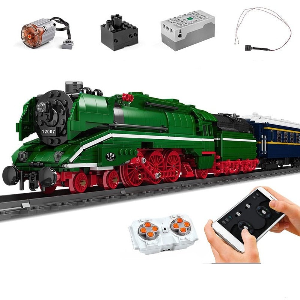 MOC  Compatible  MK Technical Creative City Train Locomotive Rail Tracks Power Function Building Blocks DIY kid Trains Toys