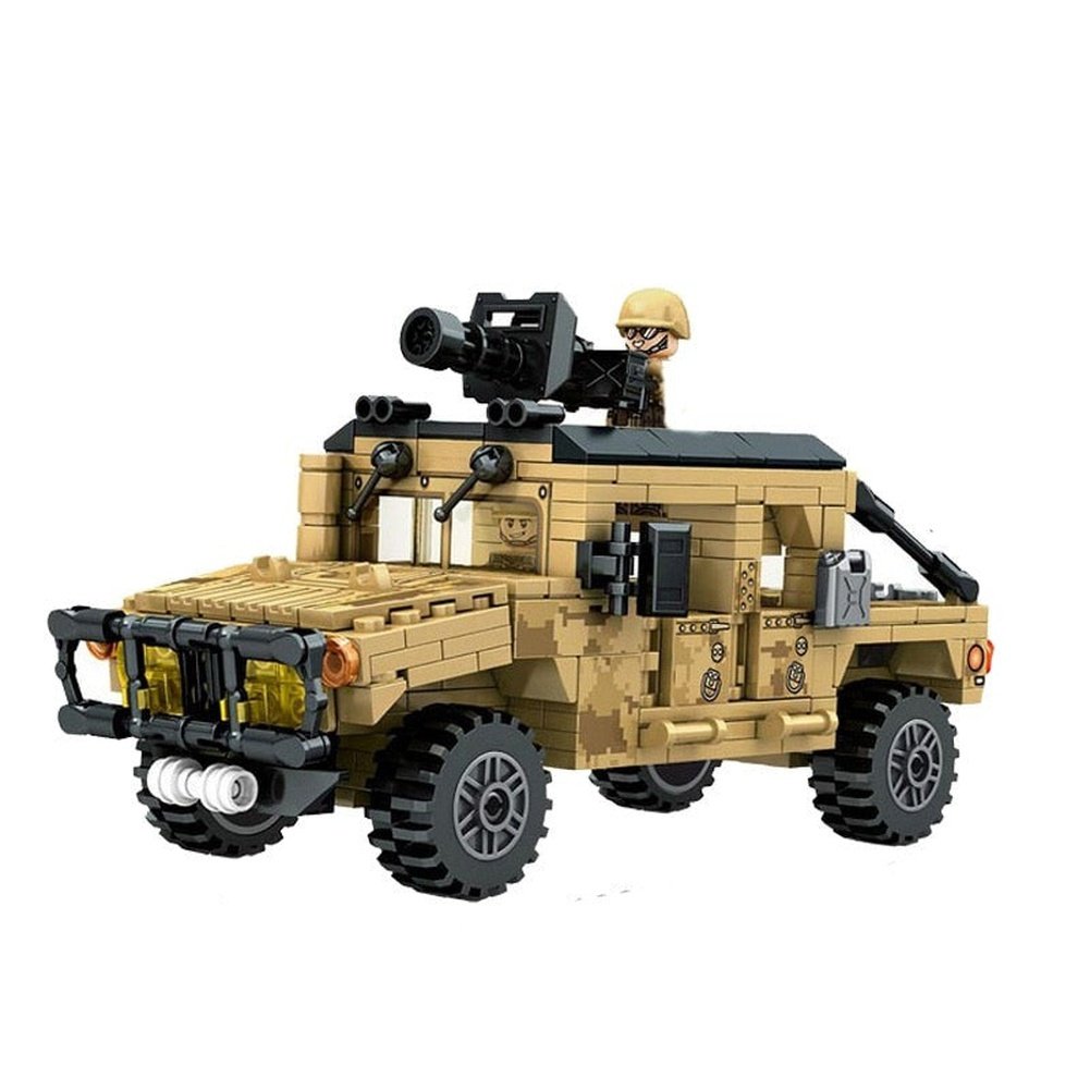 MOC NON LEGO MK WW2 Soldier Humvee H1 Army Friends Car Building Bricks Classic Moc Blocks Action Figures Toys