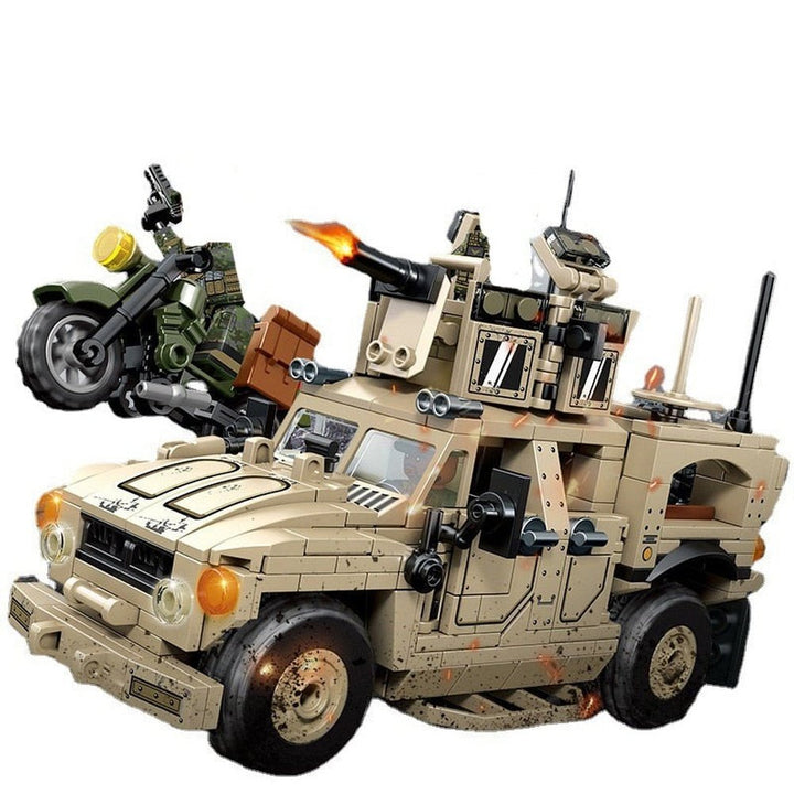 MOC NON LEGO MK WW2 Soldier Humvee H1 Army Friends Car Building Bricks Classic Moc Blocks Action Figures Toys