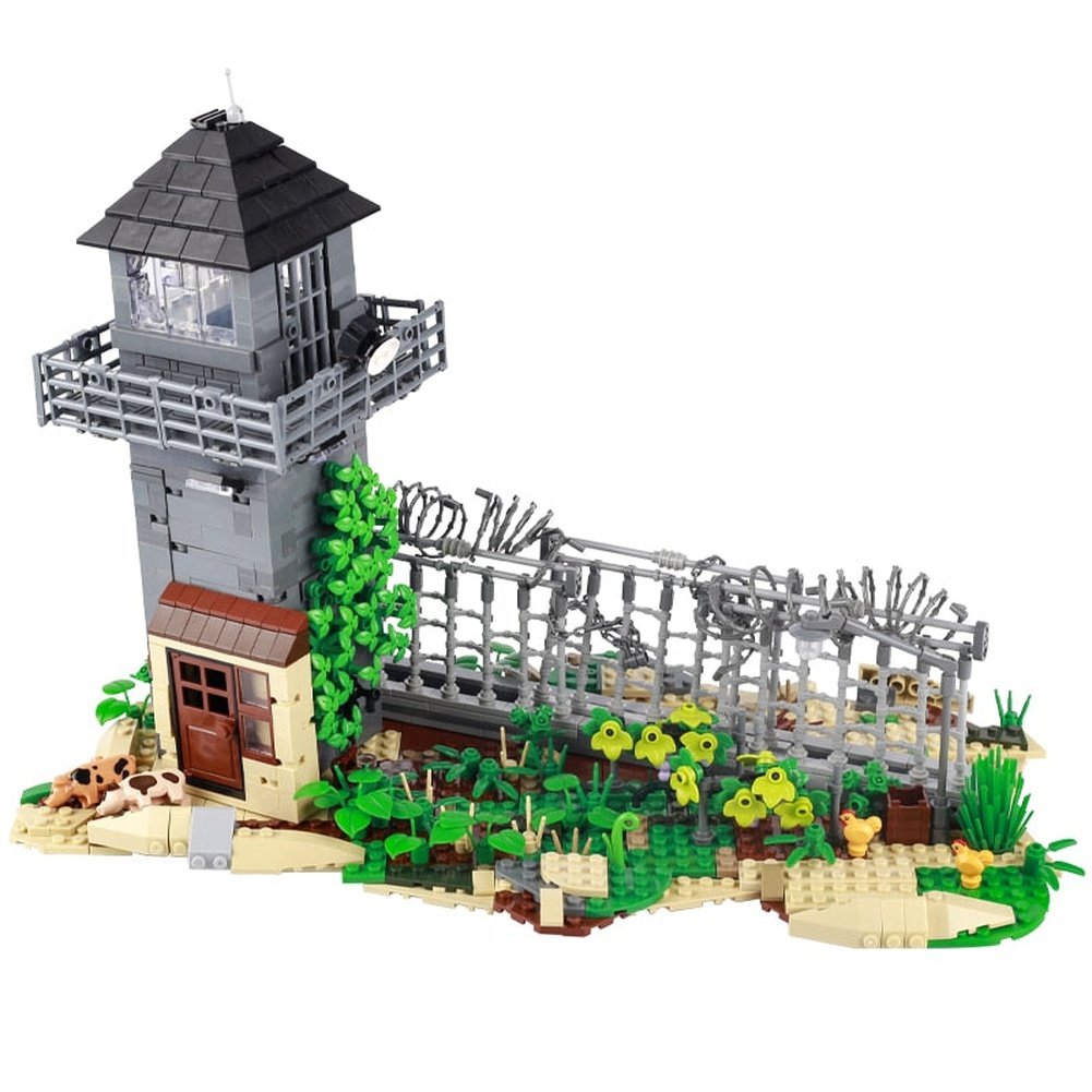 MOC Horror Movie Mini Action Zombie Figures Walking Dead Safe House Building Blocks Post Ruins City Halloween Bricks Toys Gifts Jurassic Bricks