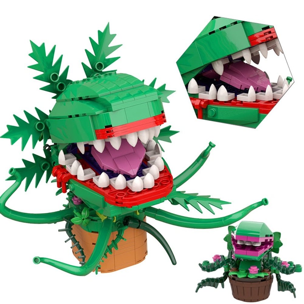 MOC Mini Chomper Flower Building Blocks Kit Man Eater Plants Bricks Pet Green Caterpillar Toys For Children Birthday Xmas Gfits Jurassic Bricks