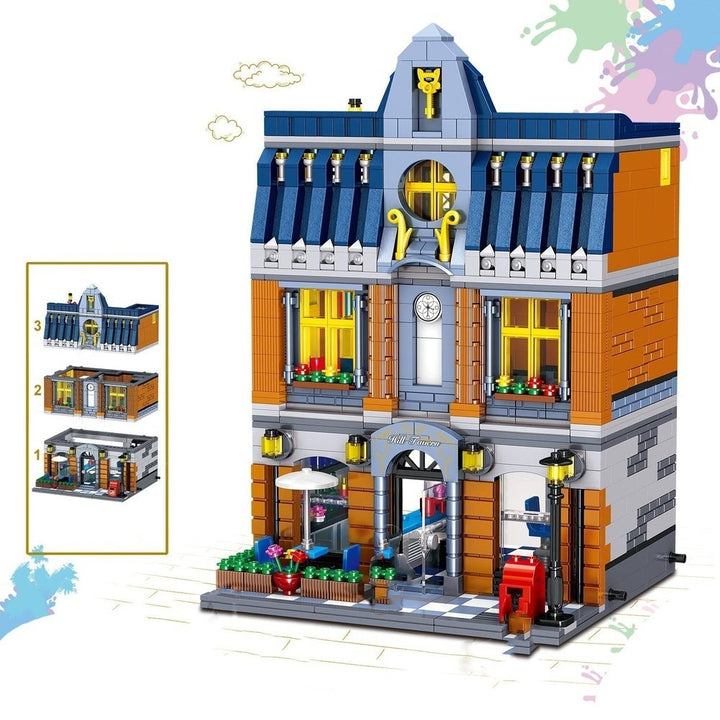 MOC Street View Garden Hotel Modular Expert Building Blocks with Figures 1316pcs Bricks Toys Gift City Architecture House Model Jurassic Bricks