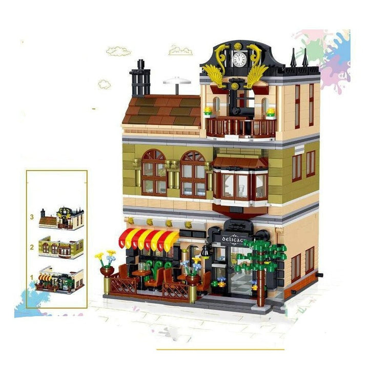 MOC Street View Garden Hotel Modular Expert Building Blocks with Figures 1316pcs Bricks Toys Gift City Architecture House Model Jurassic Bricks