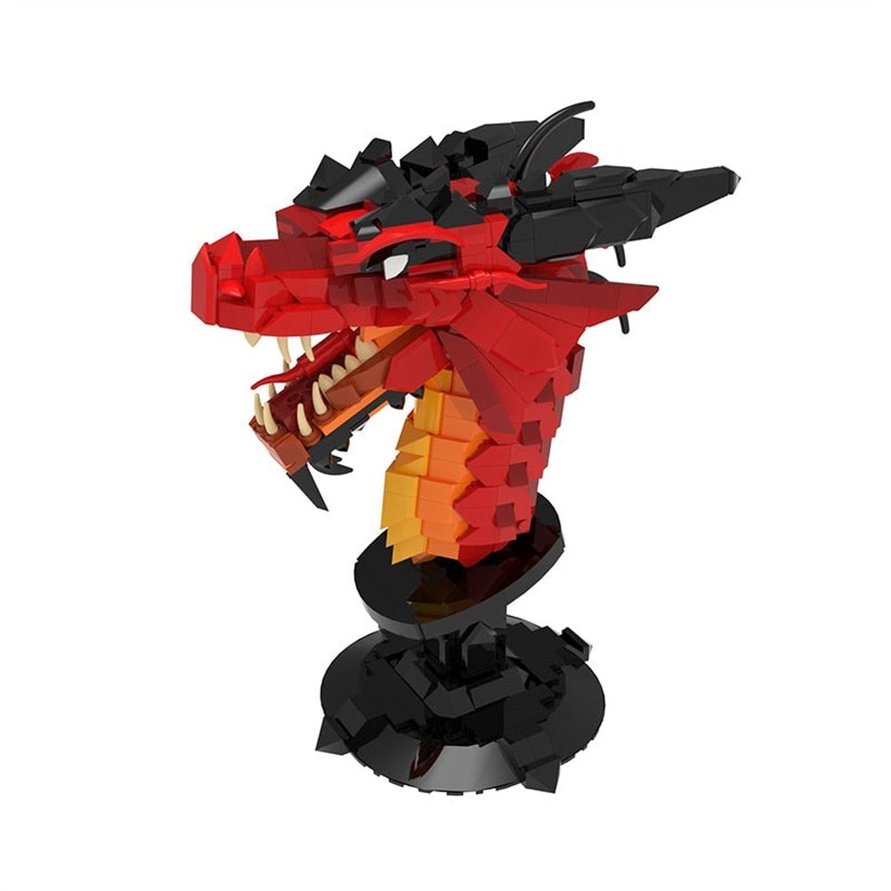 MOC Zodiac Heads Colorful Dragon Head Building Blocks Set Power Symbol Dragon Display Model Toys For Children Kid Birthday Gifts Jurassic Bricks