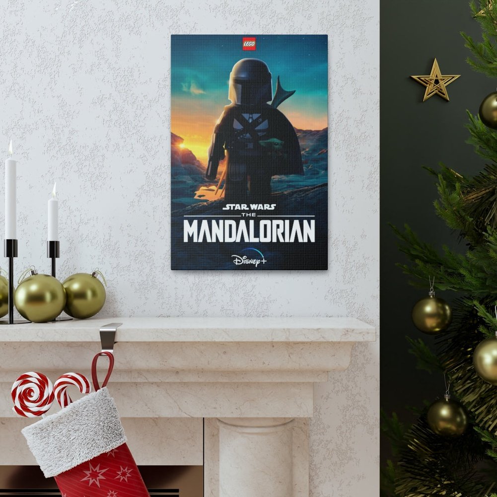 Mandalorian LEGO Movie Wall Art Canvas Art With Backing. Jurassic Bricks