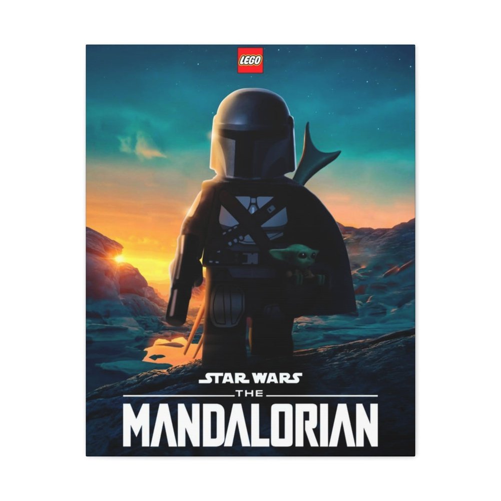 MOC NON LEGO Mandalorian LEGO Movie Wall Art Canvas Art With Backing.