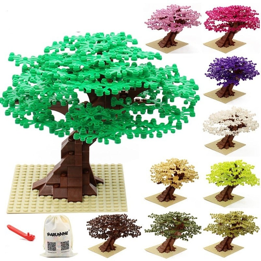 Marumine MOC Bricks Tree Set 205PCS with Plate Model Building Kit Blocks Plant Accessories Grass Parts Decoration Scene Toys Jurassic Bricks