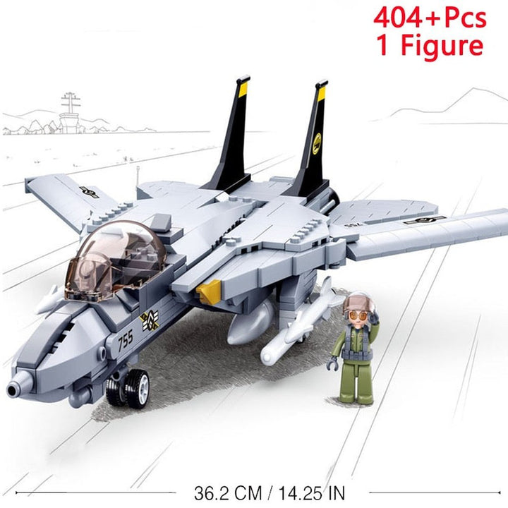 Military F/A-18E Super BumbleBee Strike Hornet Fighter Plane Building Blocks War Bricks Classic Model Educational Kids MOC Toys Jurassic Bricks